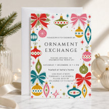 Invitation à une fête d'échange d'ornements Modern