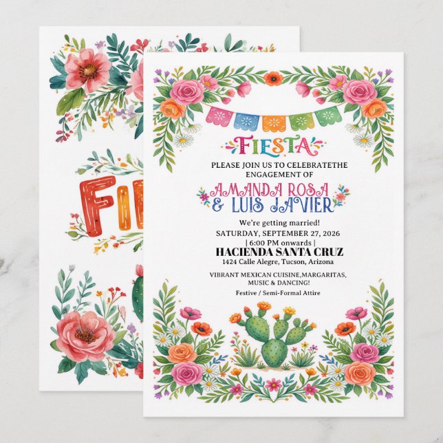 Invitation à une fête d'engagement vibrante à la m (Devant / Derrière)