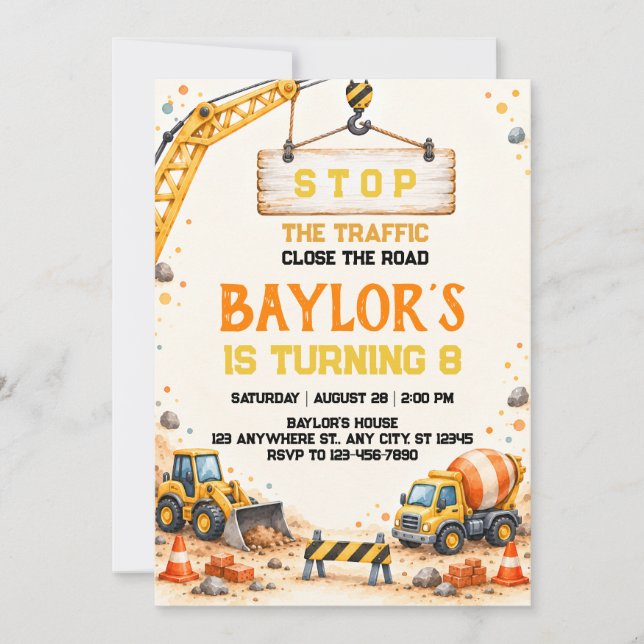 Invitation à une fête d'équipement de construction (Devant)