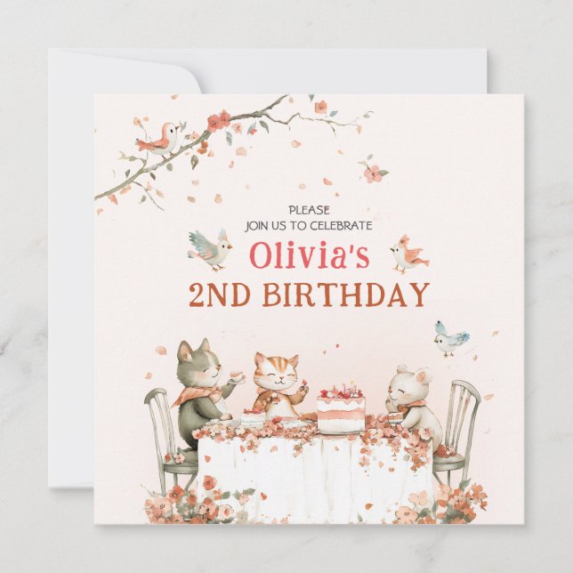 Invitation à une fête des fleurs avec des chats (Devant)