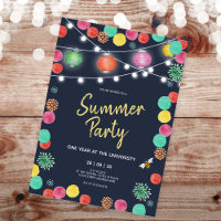 Invitation à une fête d'été avec des lampions colo