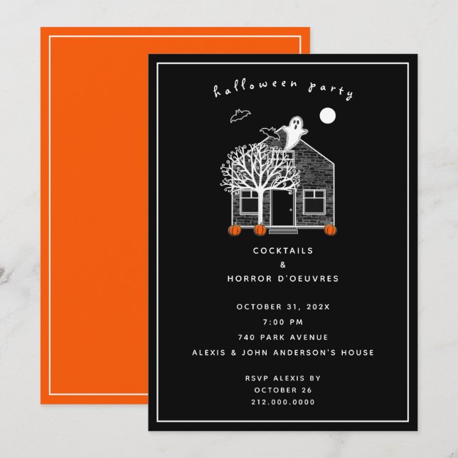 Invitation à une fête d'Halloween (Devant / Derrière)