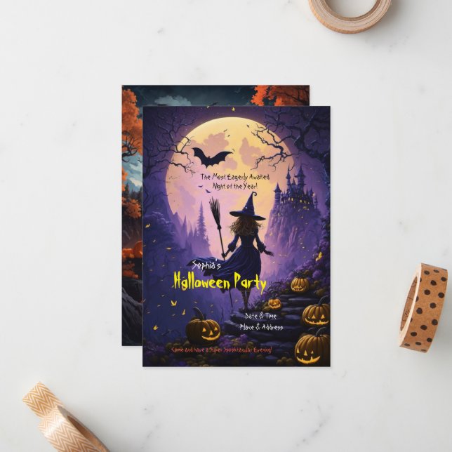 Invitation à une fête d'Halloween (Devant/Arrière en situation)