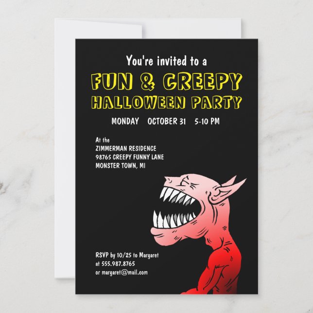 Invitation à une fête d'Halloween amusante et effr (Devant)