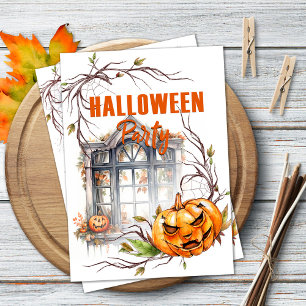 Invitation à une fête d'Halloween avec citrouille 