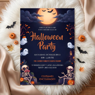 Invitation à une fête d'Halloween avec des fantôme