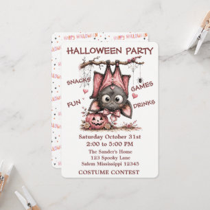 Invitation à une fête d'Halloween avec une chauve-