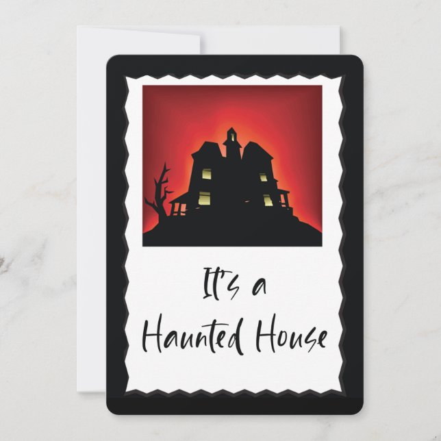 Invitation à une fête d'Halloween avec une maison  (Devant)