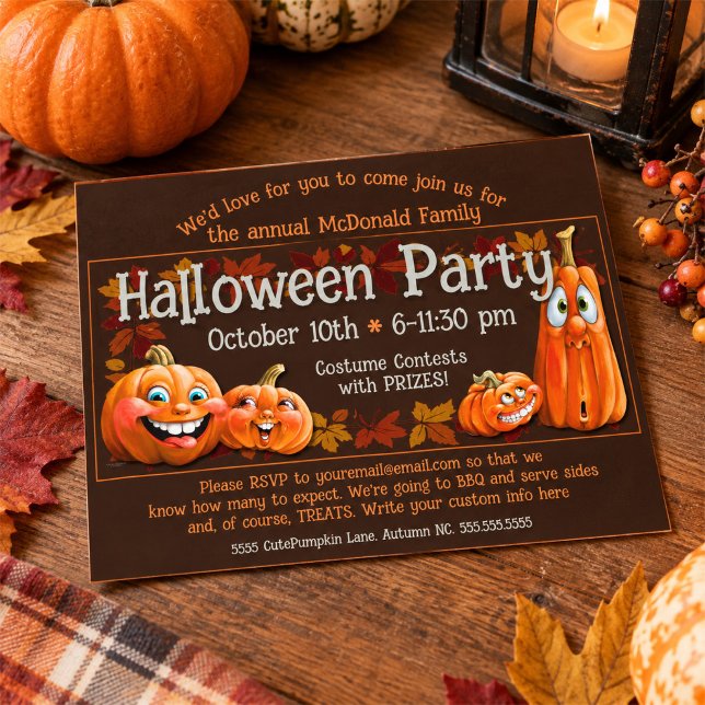 Invitation à une fête d'Halloween Citrouilles mign (Créateur téléchargé)