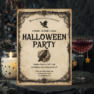 Invitation à une fête d'Halloween Corbeau gothiq