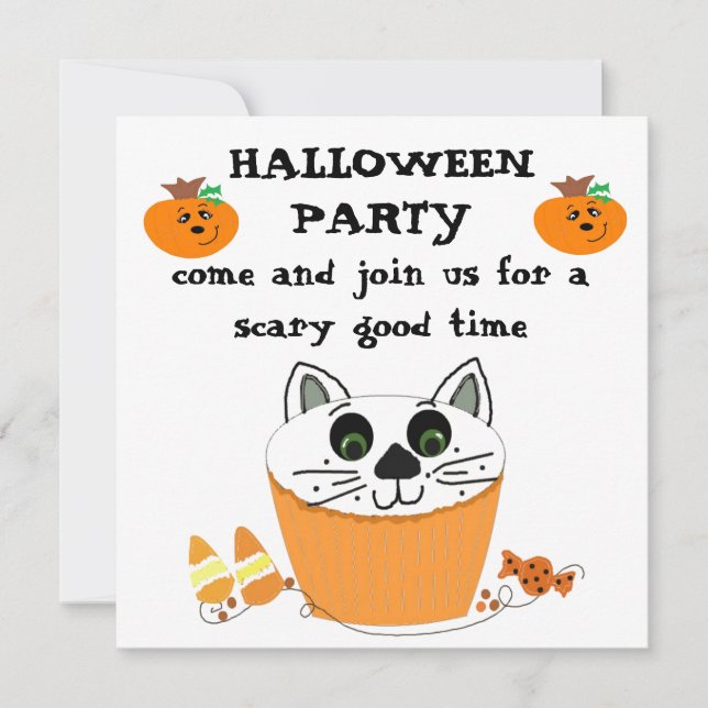 Invitation à une fête d'Halloween Cupcake (Devant)