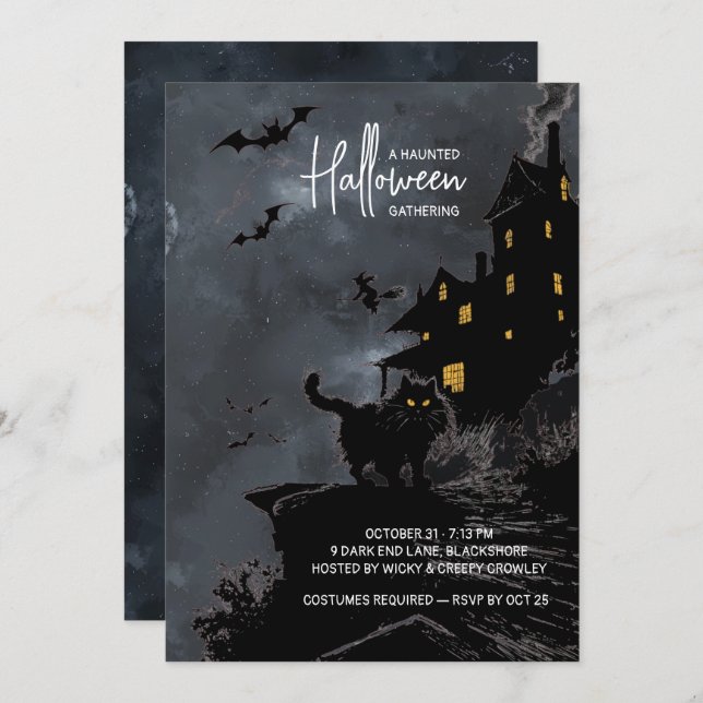 Invitation à une fête d'Halloween dans une maison  (Devant / Derrière)