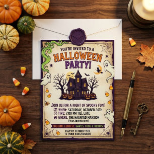 Invitation à une fête d'Halloween dans une maison 