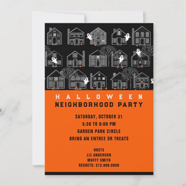 Invitation à une fête d'Halloween de quartier (Devant)