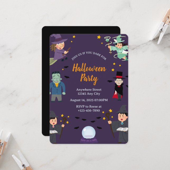 Invitation à une fête d'Halloween effrayante (Devant/Arrière en situation)