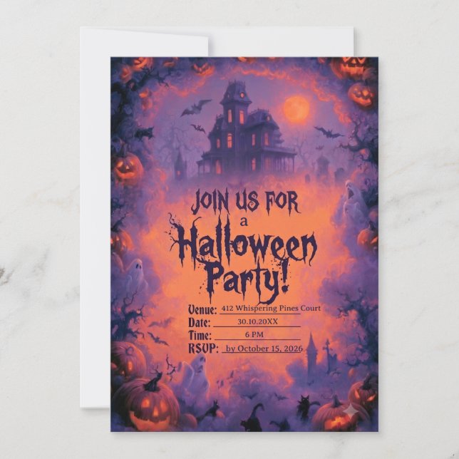 Invitation à une fête d'Halloween effrayante avec  (Devant)