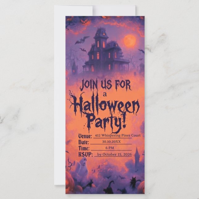 Invitation à une fête d'Halloween effrayante avec  (Devant)