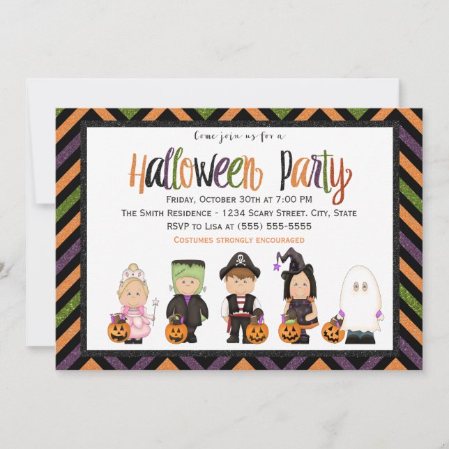 Invitation à une fête d'Halloween en costume pour  (Devant)