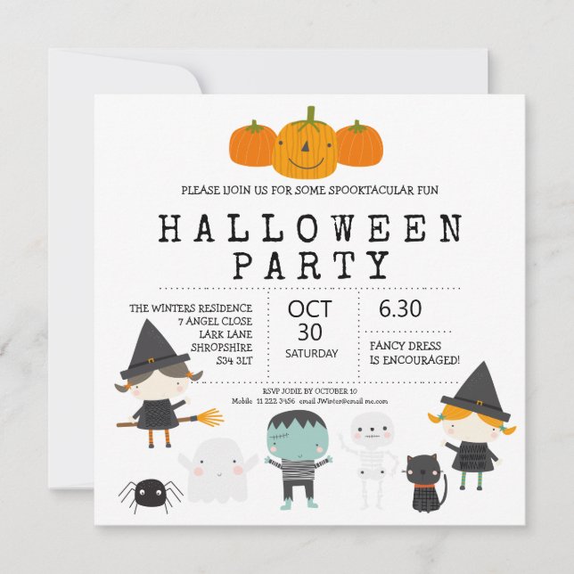 Invitation à une fête d'Halloween en famille moder (Devant)