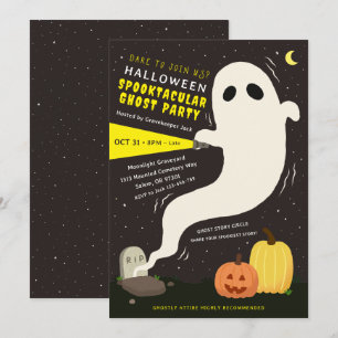 Invitation à une fête d'Halloween fantôme Spooktac