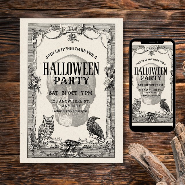 Invitation à une fête d'Halloween, Halloween vinta (Créateur téléchargé)