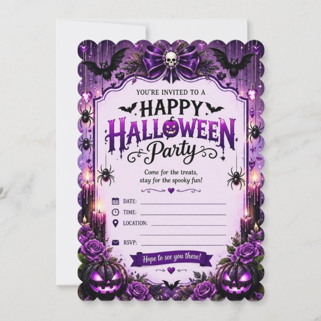 Invitation à une fête d'Halloween joyeuse – Couleu (Devant)