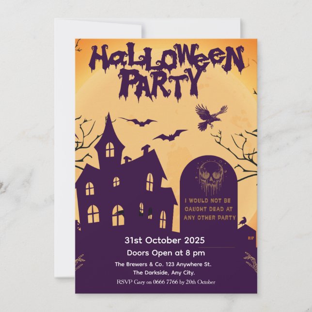 Invitation à une fête d'Halloween – Maison hantée (Devant)
