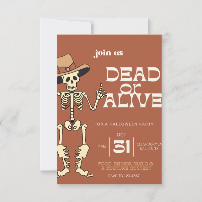 Invitation à une fête d'Halloween morte ou vivante (Devant)