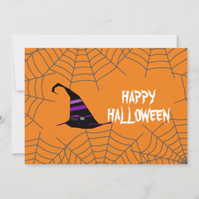 Invitation à une fête d'Halloween orange et noir (Devant)