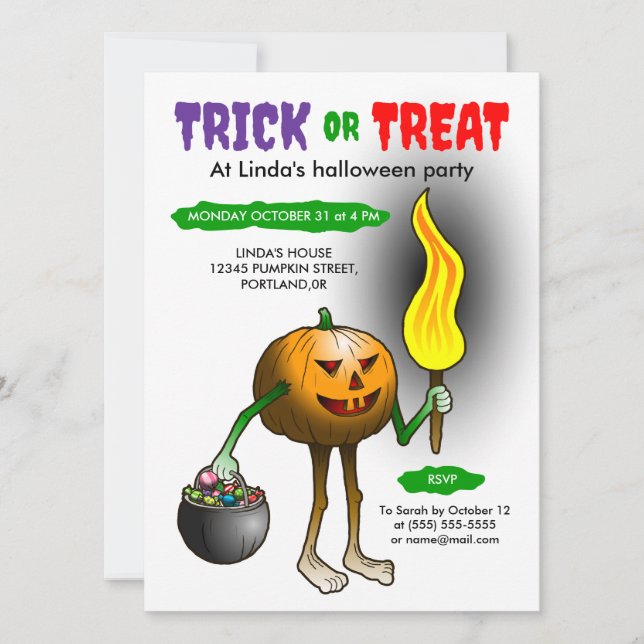 Invitation à une fête d'Halloween pour enfants (Devant)