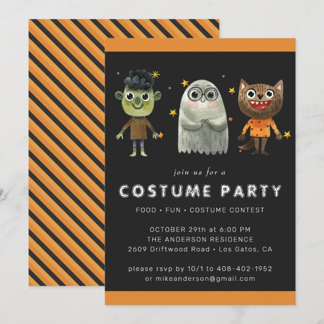 Invitation à une fête d'Halloween pour enfants (Devant / Derrière)