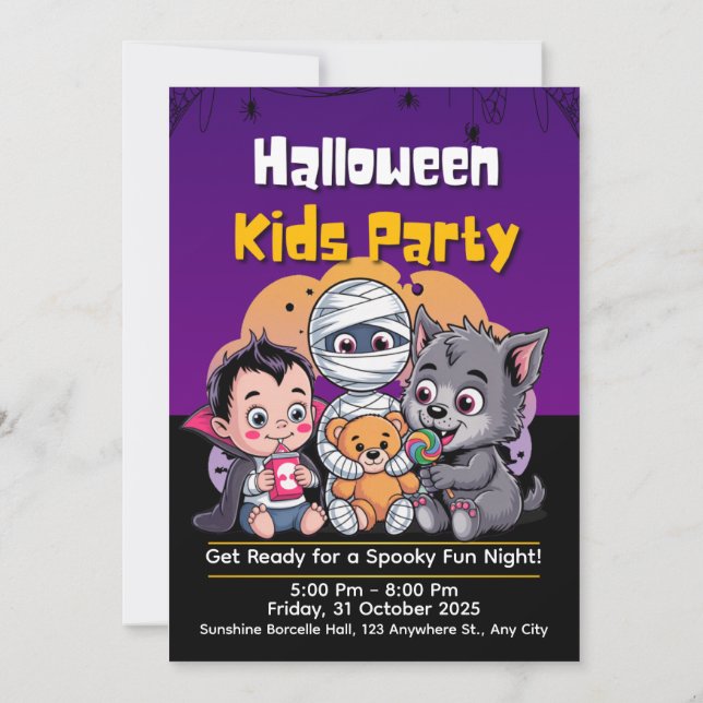Invitation à une fête d'Halloween pour enfants eff (Dos)