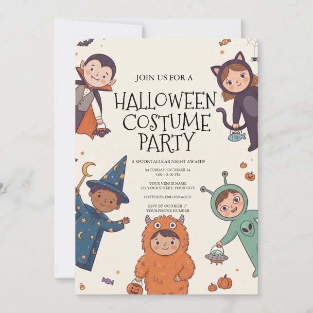 Invitation à une fête d'Halloween pour enfants en  (Devant)