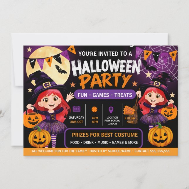 Invitation à une fête d'Halloween pour enfants | J (Devant)