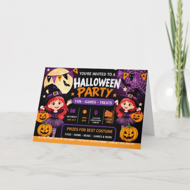 Invitation à une fête d'Halloween pour enfants | J (Devant)