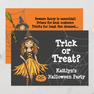 Invitation à une fête d'Halloween pour filles 'des