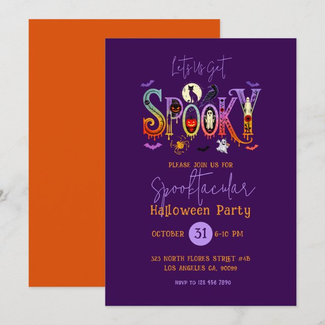 Invitation à une fête d'Halloween Spooktacular (Devant / Derrière)
