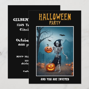 Invitation à une fête d'Halloween squelette avec c