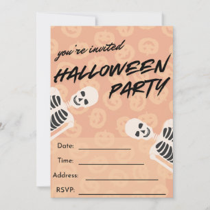 Invitation à une fête d'Halloween - squelettes eff