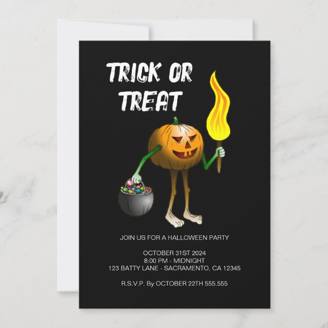Invitation à une fête d'Halloween Trick or Treat (Devant)