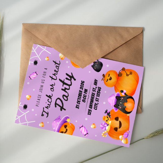 Invitation à une fête d'Halloween violette pour un (Créateur téléchargé)