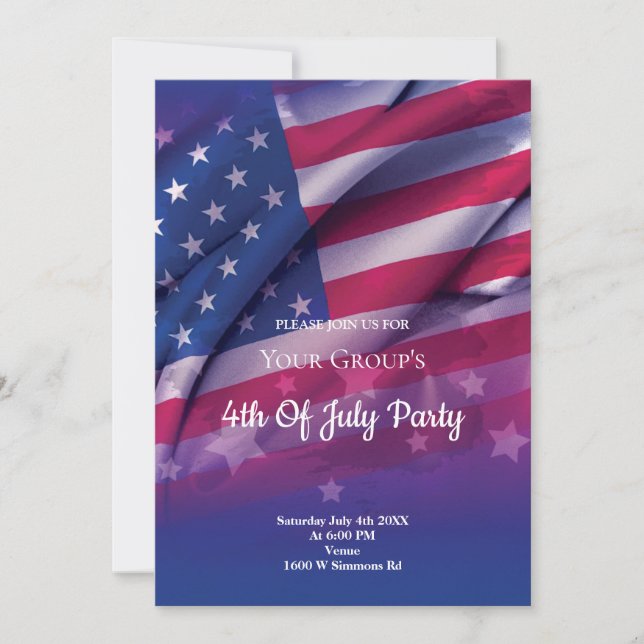 Invitation à une fête du 4 juillet avec le drapeau (Devant)
