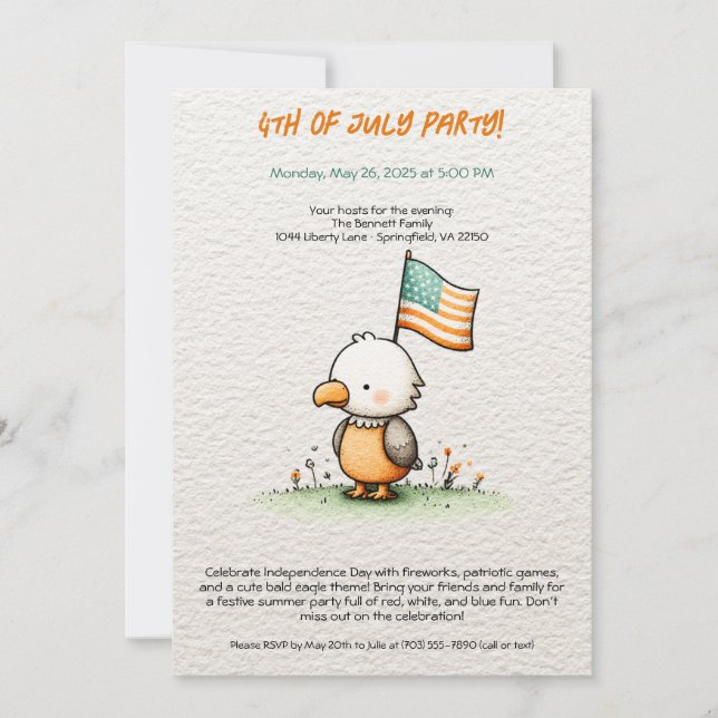 Invitation à une fête du 4 juillet avec un aigle c (Devant)