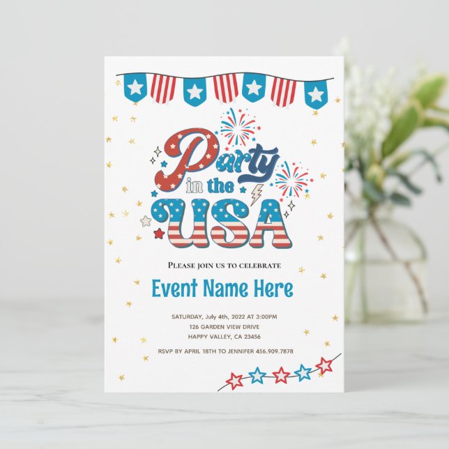 Invitation à une fête du 4 juillet dans l'ambiance (Debout devant)