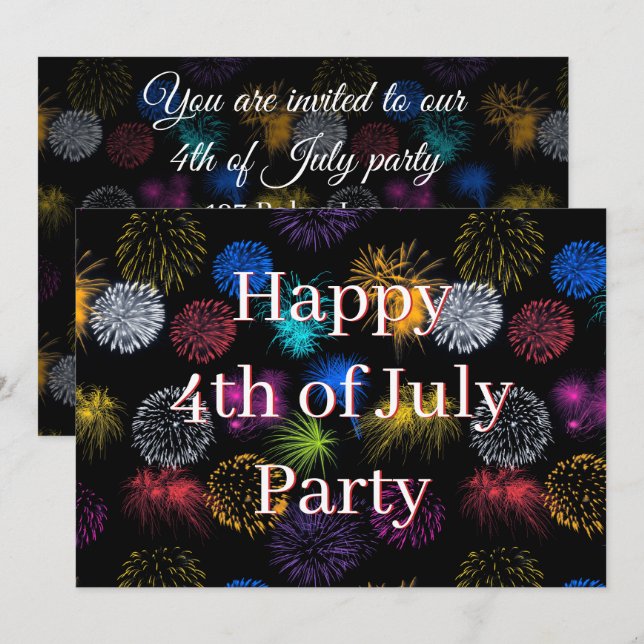 invitation à une fête du 4 juillet  feux d'artific (Devant / Derrière)