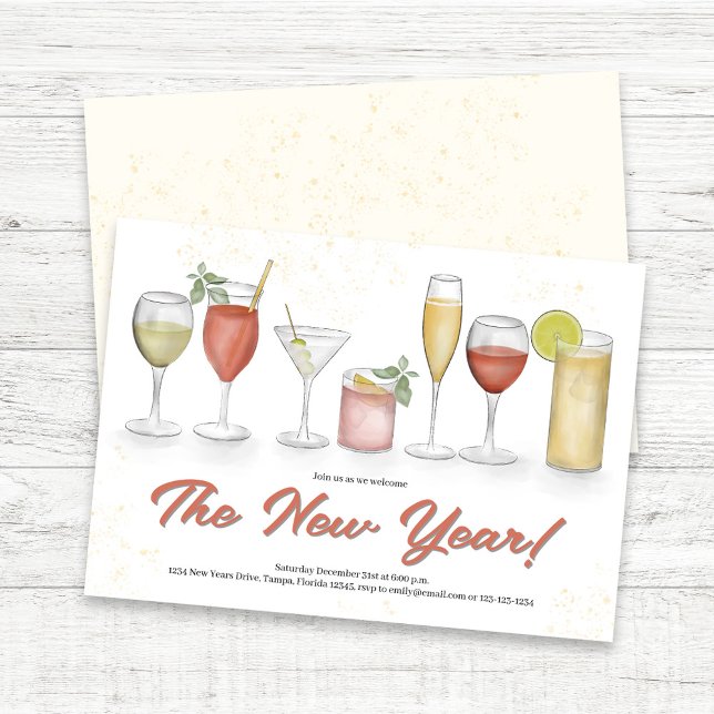 Invitation à une fête du Nouvel An adorable (New Year's Eve Custom Party Invitations.)
