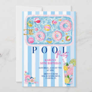 Invitation à une fête en piscine pour adultes Anni