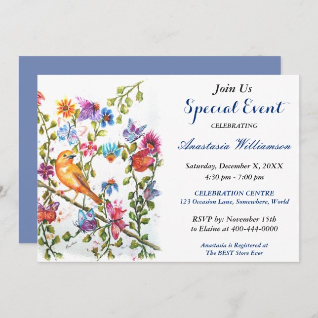 INVITATION À UNE FÊTE EN PLEIN AIR WHIMSICAL (Devant / Derrière)