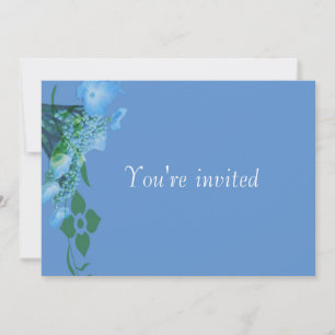 Invitation à une fête fleurs d'hortensia bleus
