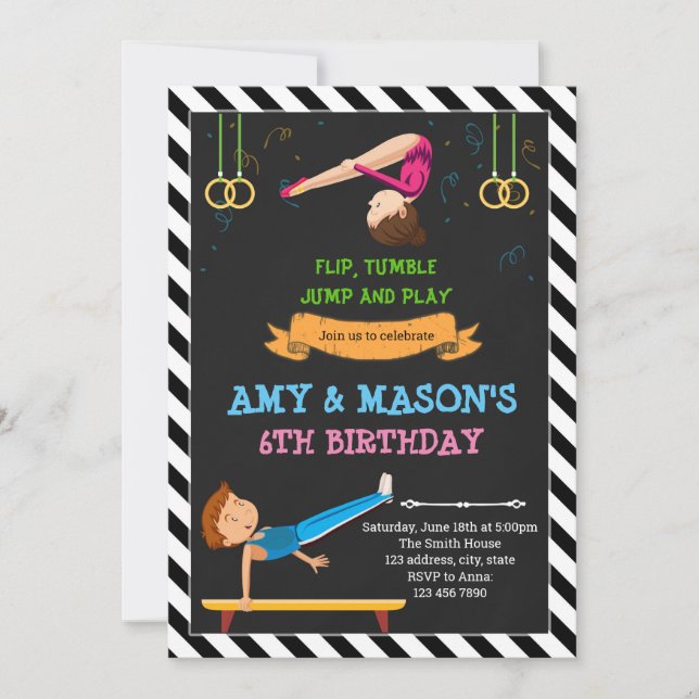 Invitation à une fête gymnastique pour garçons et  (Devant)